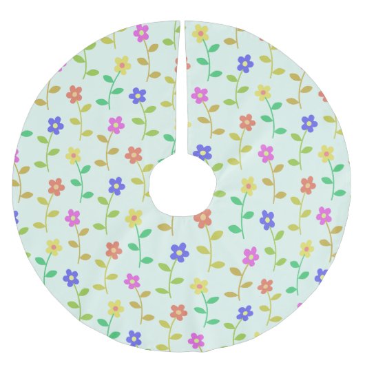 Kleurrijke bloemen, bloemmotief, groen, boho kerstboom rok (Voorkant)