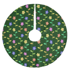 Kleurrijke bloemen, bloemmotief, groen, boho kerstboom rok