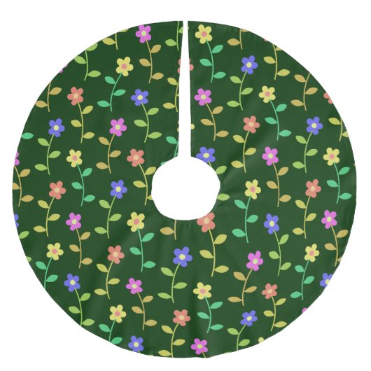 Kleurrijke bloemen, bloemmotief, groen, boho kerstboom rok (Voorkant)