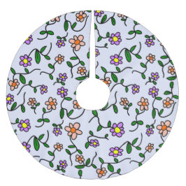 Kleurrijke bloemen, bloemmotief, groen, boho kerstboom rok