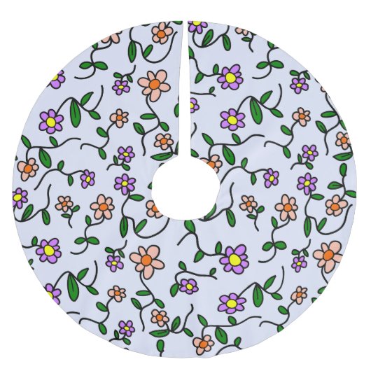 Kleurrijke bloemen, bloemmotief, groen, boho kerstboom rok (Voorkant)