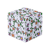 Kleurrijke bloemen, bloemmotief, groen, boho kubus (Achter hoekig)