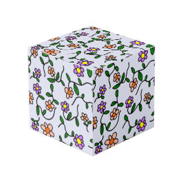 Kleurrijke bloemen, bloemmotief, groen, boho kubus