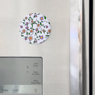 Kleurrijke bloemen, bloemmotief, groen, boho magneet