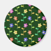 Kleurrijke bloemen, bloemmotief, groen, boho magneet (Voorkant)