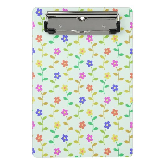 Kleurrijke bloemen, bloemmotief, groen, boho mini klembord (Voorkant)
