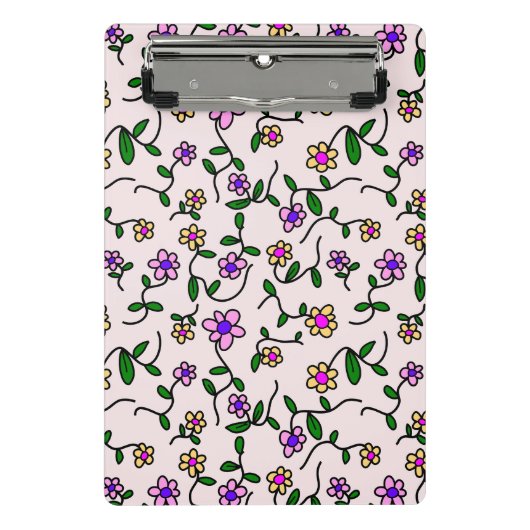 Kleurrijke bloemen, bloemmotief, groen, boho mini klembord (Voorkant)