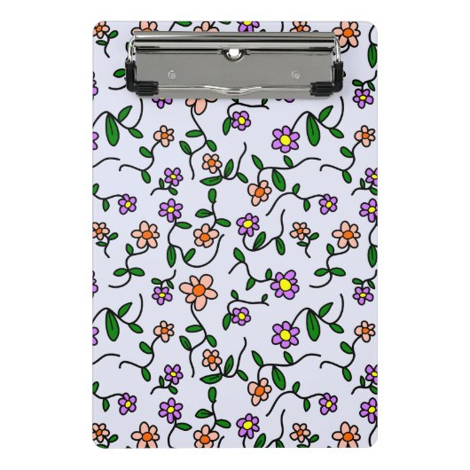 Kleurrijke bloemen, bloemmotief, groen, boho mini klembord (Voorkant)