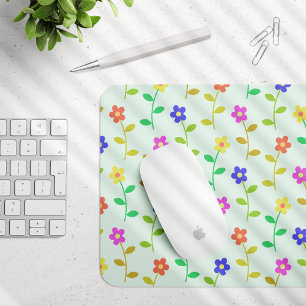 Kleurrijke bloemen, bloemmotief, groen, boho muismat