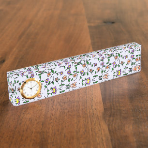 Kleurrijke bloemen, bloemmotief, groen, boho naambordje