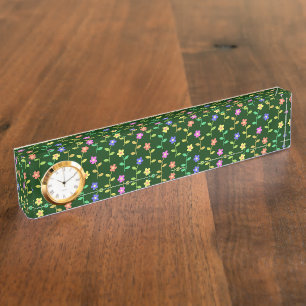 Kleurrijke bloemen, bloemmotief, groen, boho naambordje