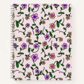Kleurrijke bloemen, bloemmotief, groen, boho notitieboek (Voorkant)