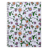 Kleurrijke bloemen, bloemmotief, groen, boho notitieboek (Voorkant)