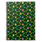 Kleurrijke bloemen, bloemmotief, groen, boho notitieboek (Voorkant)