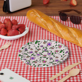 Kleurrijke bloemen, bloemmotief, groen, boho papieren bordje