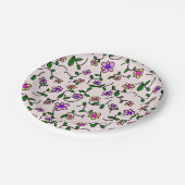 Kleurrijke bloemen, bloemmotief, groen, boho papieren bordje (Gekanteld)