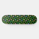 Kleurrijke bloemen, bloemmotief, groen, boho persoonlijk skateboard (Horizontaal)
