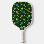 Kleurrijke bloemen, bloemmotief, groen, boho pickleball paddle (Voorkant)