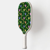 Kleurrijke bloemen, bloemmotief, groen, boho pickleball paddle (Links)