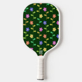 Kleurrijke bloemen, bloemmotief, groen, boho pickleball paddle (Achterkant)