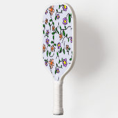 Kleurrijke bloemen, bloemmotief, groen, boho pickleball paddle (Links)