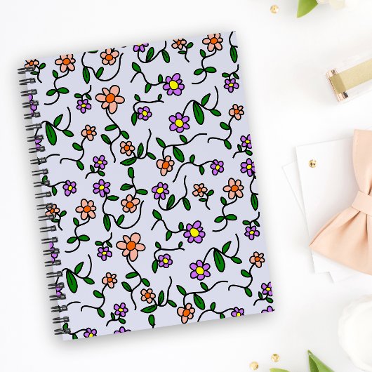 Kleurrijke bloemen, bloemmotief, groen, boho planner