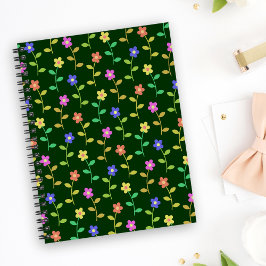 Kleurrijke bloemen, bloemmotief, groen, boho planner