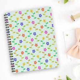 Kleurrijke bloemen, bloemmotief, groen, boho planner