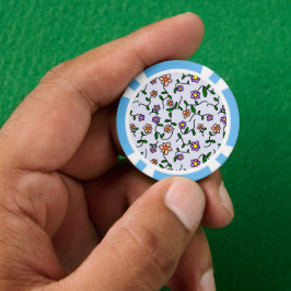 Kleurrijke bloemen, bloemmotief, groen, boho poker chips