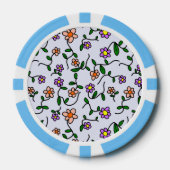 Kleurrijke bloemen, bloemmotief, groen, boho poker chips (Voorkant)