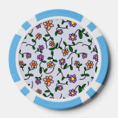 Kleurrijke bloemen, bloemmotief, groen, boho poker chips (Achterkant)