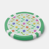 Kleurrijke bloemen, bloemmotief, groen, boho poker chips (Enkel)