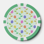 Kleurrijke bloemen, bloemmotief, groen, boho poker chips (Voorkant)