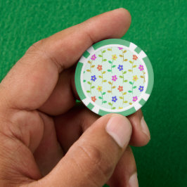 Kleurrijke bloemen, bloemmotief, groen, boho poker chips