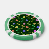 Kleurrijke bloemen, bloemmotief, groen, boho poker chips (Enkel)