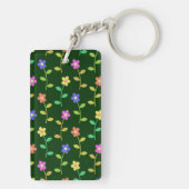 Kleurrijke bloemen, bloemmotief, groen, boho sleutelhanger (achterkant)