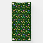 Kleurrijke bloemen, bloemmotief, groen, boho spandoek (Verticaal)