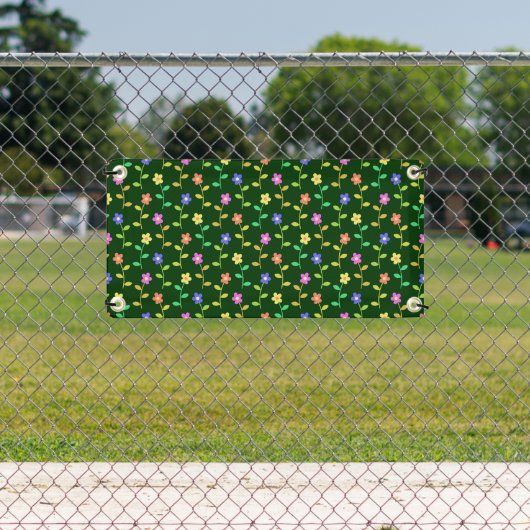 Kleurrijke bloemen, bloemmotief, groen, boho spandoek (Insitu)