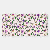 Kleurrijke bloemen, bloemmotief, groen, boho spandoek (Horizontaal)