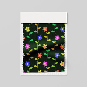 Kleurrijke bloemen, bloemmotief, groen, boho stof