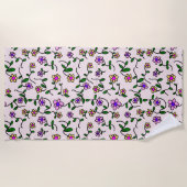 Kleurrijke bloemen, bloemmotief, groen, boho strandlaken (Voorkant)