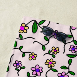 Kleurrijke bloemen, bloemmotief, groen, boho strandlaken