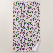 Kleurrijke bloemen, bloemmotief, groen, boho strandlaken (Voorkant)