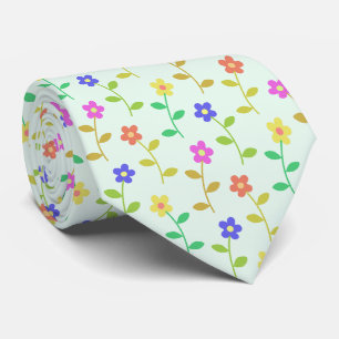 Kleurrijke bloemen, bloemmotief, groen, boho stropdas