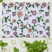 Kleurrijke bloemen, bloemmotief, groen, boho theedoek (Gevouwen)