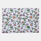 Kleurrijke bloemen, bloemmotief, groen, boho theedoek (Horizontaal)