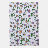 Kleurrijke bloemen, bloemmotief, groen, boho theedoek (Verticaal)