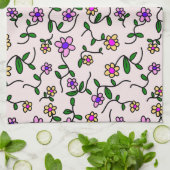 Kleurrijke bloemen, bloemmotief, groen, boho theedoek (Gevouwen)