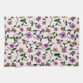 Kleurrijke bloemen, bloemmotief, groen, boho theedoek (Horizontaal)