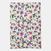 Kleurrijke bloemen, bloemmotief, groen, boho theedoek (Verticaal)